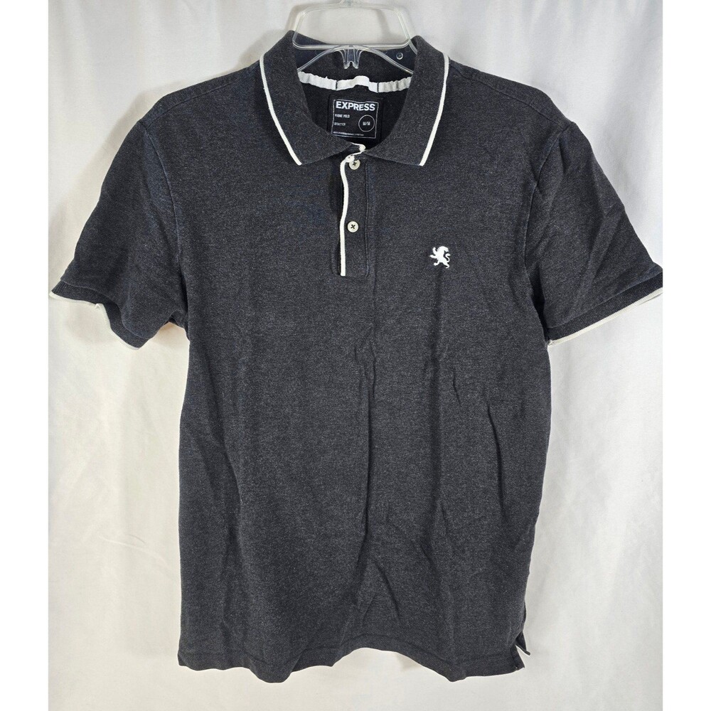 Express Dark Gray Stretch Polo Shirt Size Medium